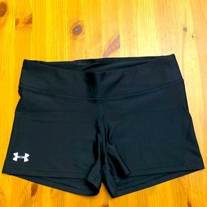 Under Armour never worn! Black workout shorts with hidden pocket. Never ride up.